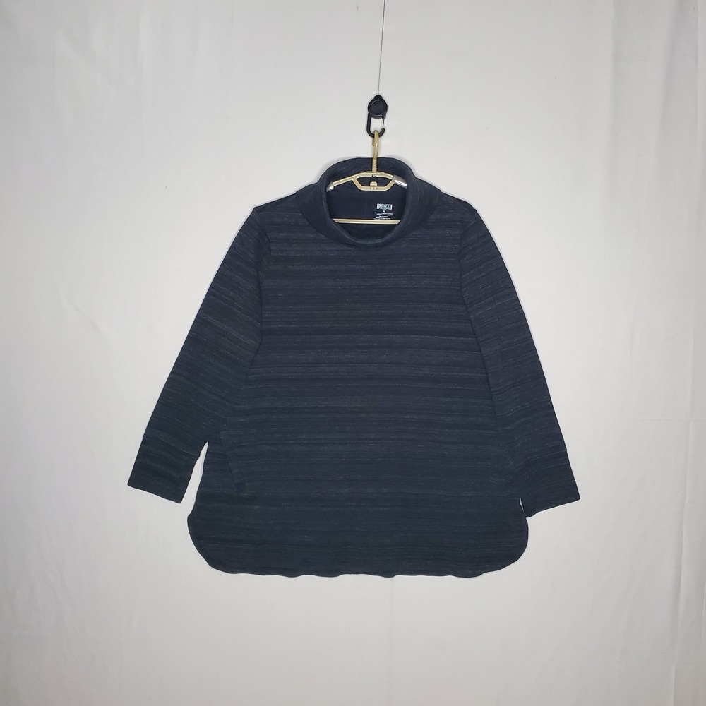 Duluth Trading Funnel Cowl Neck Long Sleeve Top Women 2X Dark Gray Athleisure